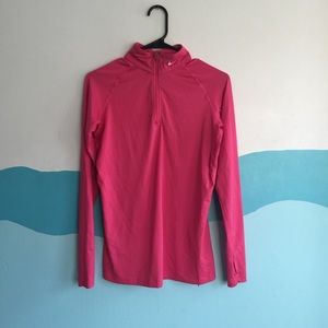 Nike Pro Dri Fit Compression 1/4 ZIP Top Hot Pink